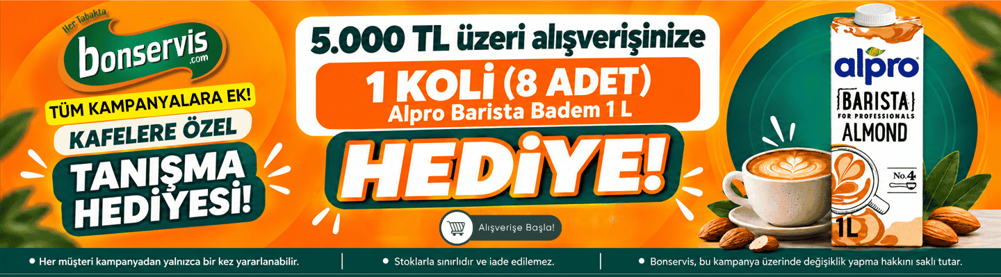  5000 TL ve üzeri alışverişlerinizde, 6 adet Alpro Badem Sütü Barista Hediye! 
