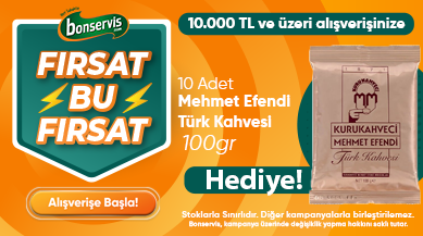 10000 TL ve üzeri alışverişiniz 10 Adet Mehmet Efendi Türk Kahvesi 100gr Hediye!