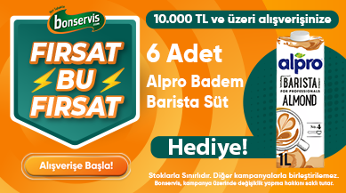  10000 TL ve üzeri alışverişlerinizde, 6 adet Alpro Badem Sütü Barista Hediye! 