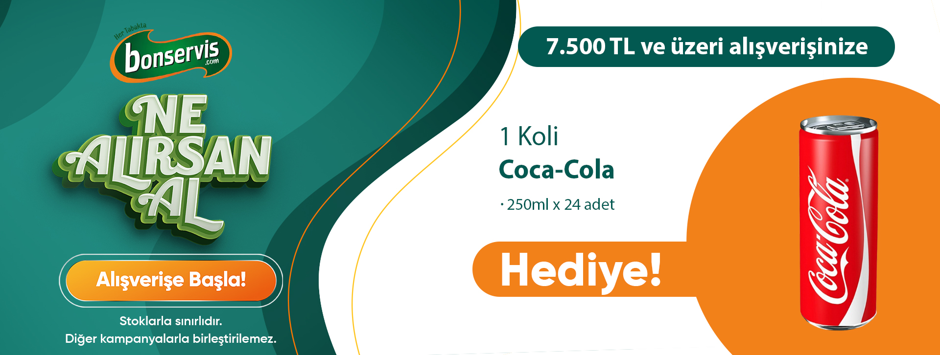 7500 TL ve Üzeri Alışverişinizde 1 Koli CocaCola HEDİYE!